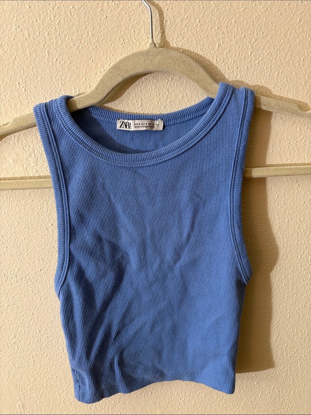 Zara Ribbed Tank Top in Periwinkle Blue
